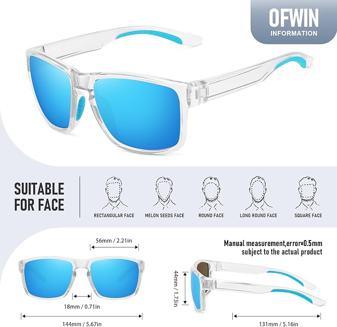 Sports Polarized Sunglasses for Men Women UV Protection Unbreakable Driving Running Fishing Hiking Sun Glasses