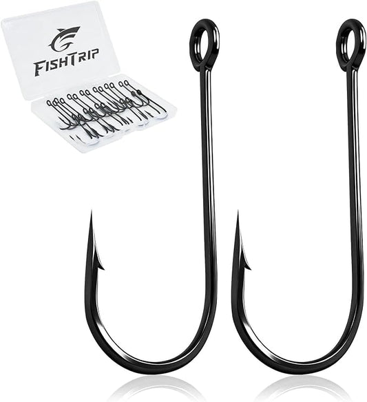 FishTrip 50/100pcs Trailer Fishing Hooks, High Carbon Steel Bass Trailer Fish Hooks Pair with Spinnerbait, Buzzbait, Flipping Jig, Jig Head for Bass Fishing Freshwater