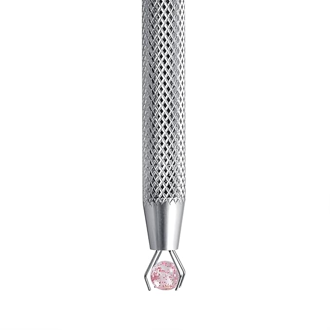 DJCIW Piercing Ball Grabber Tool,Precision 4.5inch Pick-Up Tool with 4 Prongs for Jewelry Making Electronics Crafts Claw Tweezers for Small Parts Gems Nails Clamping
