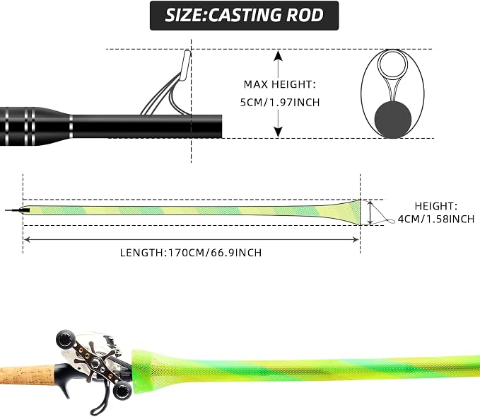 SF Fishing Rod Sock Fishing Rod Sleeve Rod Cover Braided Mesh Rod Protector Pole Gloves Fishing Tools for Spinning Fishing Rod,Casting Rod,Musky Rod, Ice Rod, Fly Rod, Spey Rod