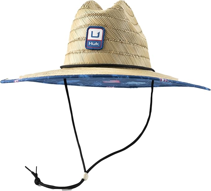 HUK Men's Straw Hat, Wide Brim Fishing & Beach Hat for Men