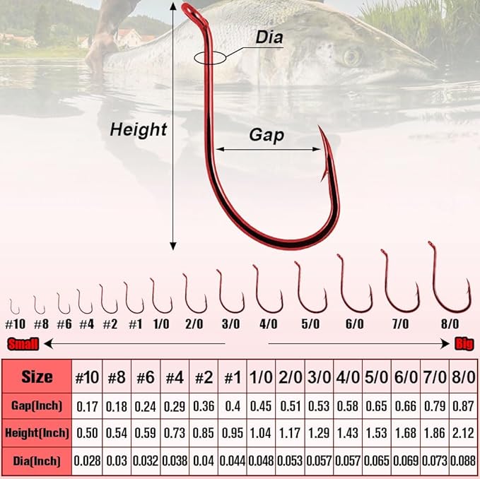 Octopus-Hook-Fishing-Beak-Circle-Hooks-Freshwater-Red-Black-100-50 Pack