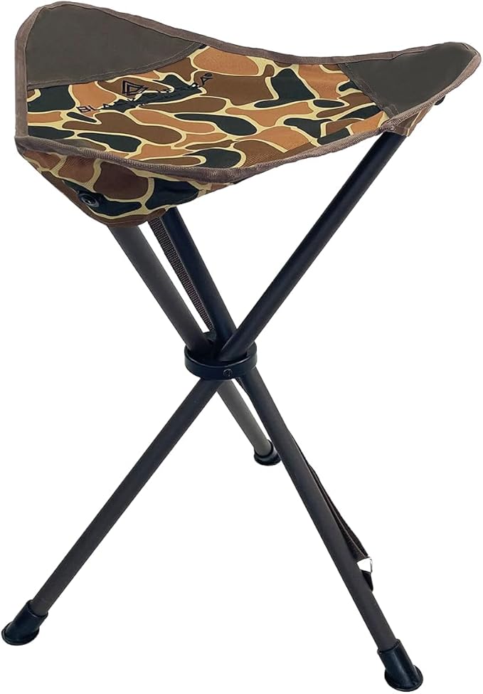 Black Sierra Folding Hunting Stool with Shoulder Strap, Lightweight Collapsible Tripod Seat, Steel Frame Supports 225 lbs, Portable Foldable Chair for Hunting Blind, Fishing, Hiking, Travel