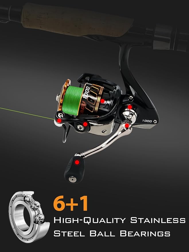 Jenseits Lightweight Spinning Fishing Reel, Sealed Carbon Fiber Up to 20 LB Max Drag, 5+1/6+1BB for Freshwater, 5.2:1 Gear Ratio,CNC Aluminum Spool,1000 Perfect for Ice Fishing, 2000-5000 Series