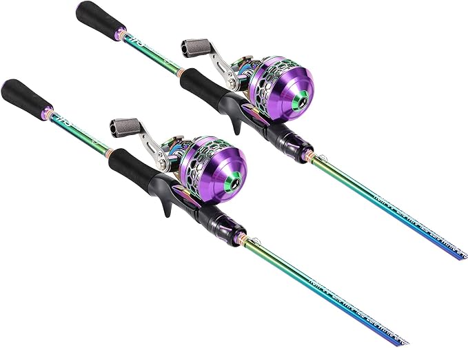 Sougayilang Fishing Reel Rod Combo, Two Pieces Colorful Poratble Light Weight Casting Rod with Spincast Fishing Reel for Freshwater