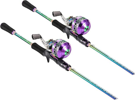 Sougayilang Fishing Reel Rod Combo, Two Pieces Colorful Poratble Light Weight Casting Rod with Spincast Fishing Reel for Freshwater