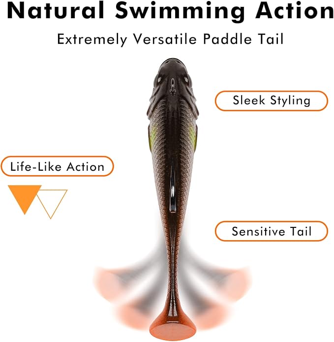 TRUSCEND Duramax Pre-Rigged Fishing Lures with BKK Jig Hooks, 10X Tear-Resistant TPE Soft Swimbaits for Bass Striper Trout Crappie Walleye Grouper, Lifelike Fishing Baits for Saltwater and Freshwater