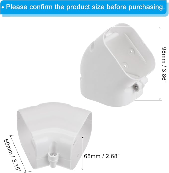 PATIKIL 3" PVC Decorative Line Cover, 45°Elbow Tubing Parts Accessories for Air Conditioner Central AC Heat Pump, White