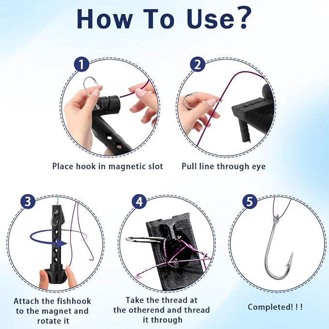zxbaers 2PCS Magnetic Fly Threader & Knot Tying Tool, Fly Fishing Hook Threader with Curved Lure Pliers and Gloves, Knot Assist for Threading Hooks, Works with Most Hooks, tippets, and Fly Styles