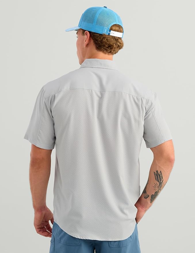 HUK Men's Tide Point Kc Scott Original Artwork Short Sleeve Shirt, Fishing Button Down