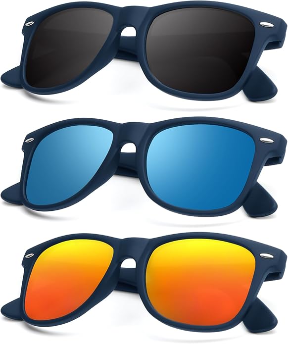 KALIYADI Polarized Sunglasses for Men and Women Matte Finish Sun glasses Color Mirror Lens UV Blocking (3 Pack)