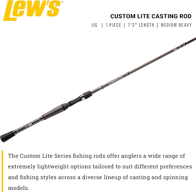 Lew's Custom Lite Casting Fishing Rod, HM85 Graphite Rod, Stainless Steel Guides with Titanium Oxide Inserts, Split-Grip Handle, Black