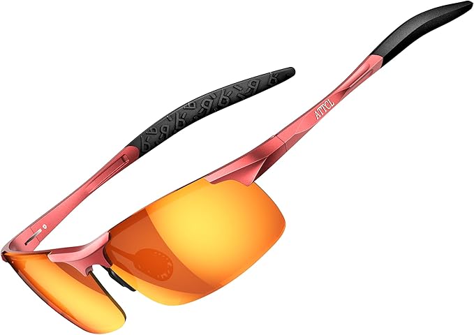 ATTCL 0.9 oz Polarized Sunglasses Men Sports: UV Protection Anti Glare Wrap Around Lightweight Metal Fishing Golf Running
