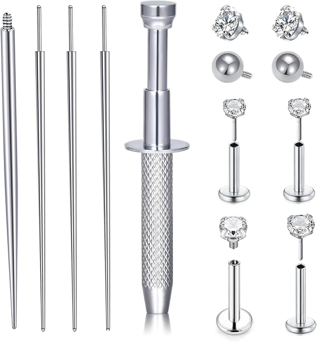 QWALIT Piercing Taper Threadless Insertion Tool - Titanium Labret Pin 16g, 18g, 20g
