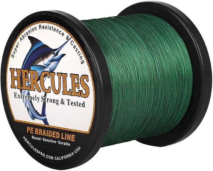 HERCULES Cost-Effective Super Cast 8 Strands Braided Fishing Line 10LB to 300LB Test for Salt-Water,109/328/547/1094 Yards(100M/300M/500M/1000M),Diam.#0.12MM-1.2MM,Hi-Grade Performance,Variety Colors