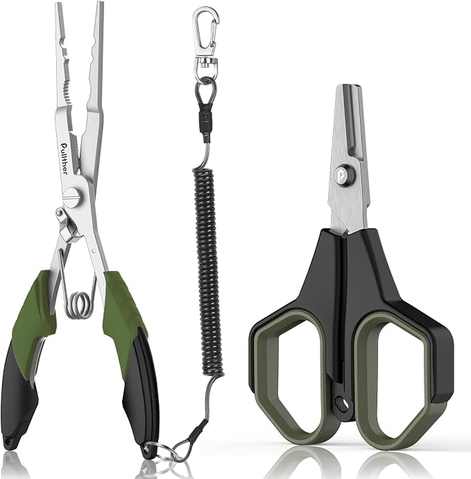 Fishing Tools Kit, Fishing Pliers,Fishing Scissors, Fishing Line Cutter for Braided Fishing Line,Fishing Gear with Lanyard