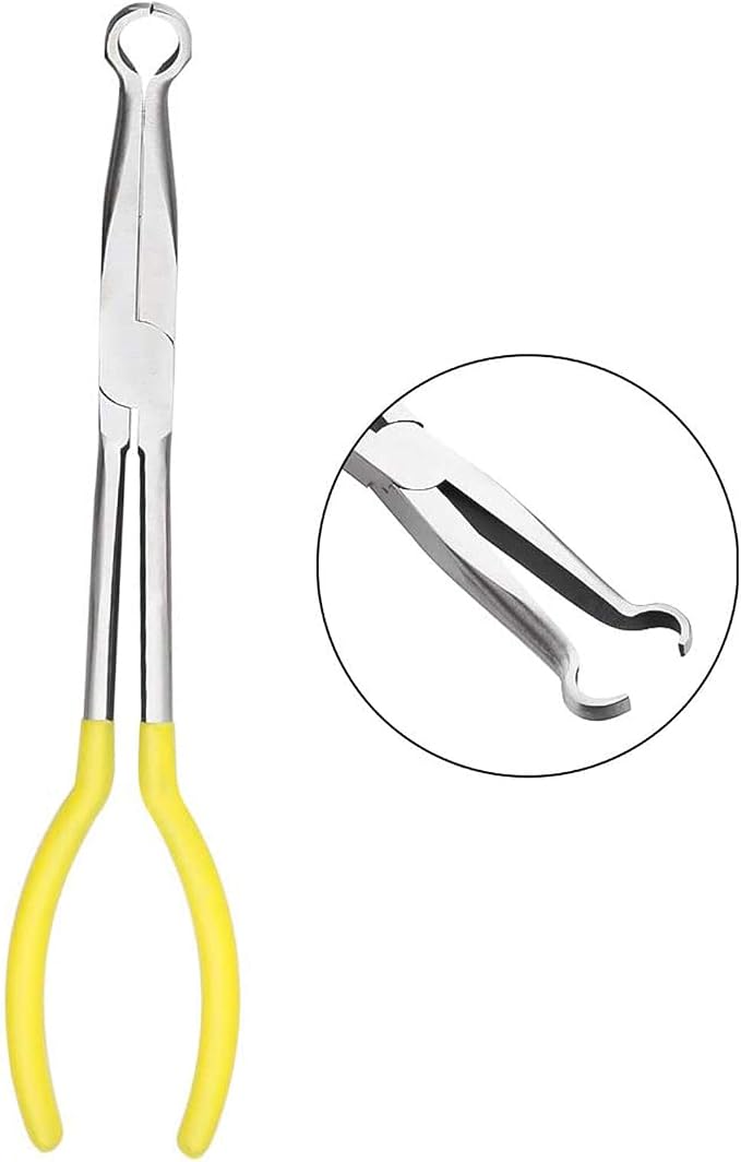 11 Inch circle plier Hose/Cable and Flate Nose. Designed for Mechanics, Technicians, and Contractors Work with Delicate or Difficult-to-Reach Pieces Milled-Jaws Steel “ round pliers