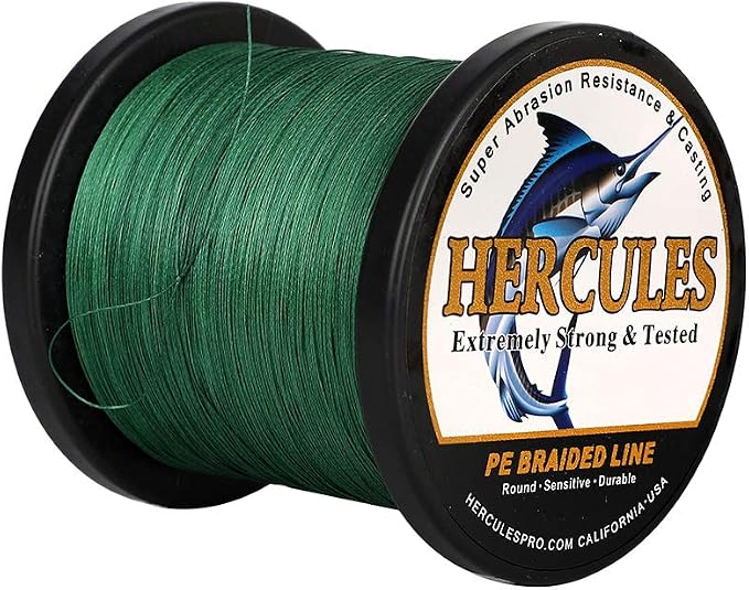 HERCULES Cost-Effective Super Strong 4 Strands Braided Fishing Line 6LB to 100LB Test for Salt-Water, 109/328 / 547/1094 Yards (100M / 300M / 500M / 1000M), Diam# 0.08MM - 0.55MM, Hi-Grade