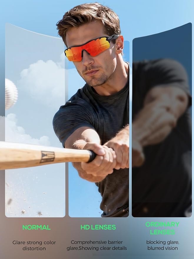 BangLong Polarized Cycling Sunglasses for Men Women, 26g Sports Sunglasses with 5 Lenses for Running Fishing Baseball Driving