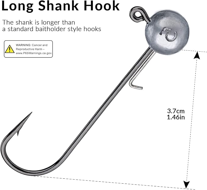 THKFISH Ball Jig Heads 1/2oz 3/8oz 1/4oz 1/6oz Lead Head Fishing Jigs Saltwater Freshwater Swimbait Jig Heads for Crappie Walleye Bass Trout 10pcs…