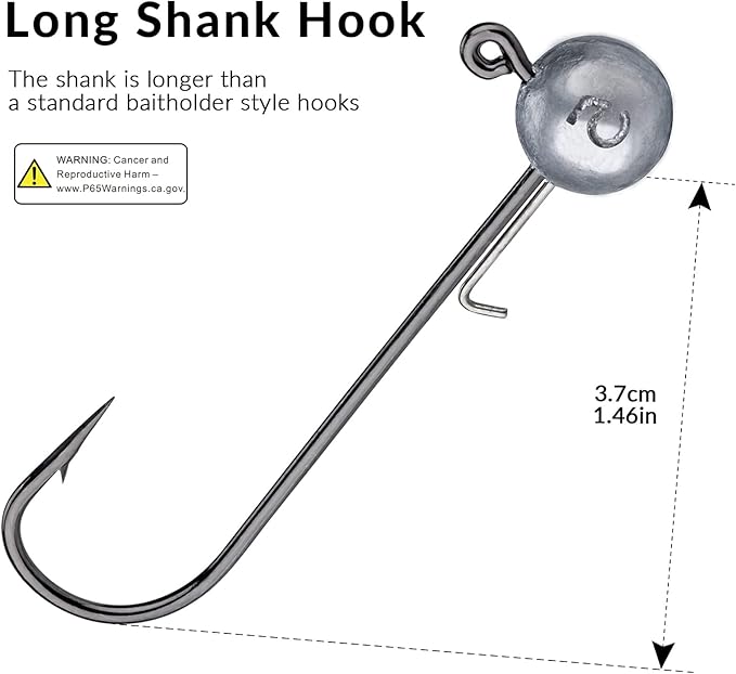 THKFISH Ball Jig Heads 1/2oz 3/8oz 1/4oz 1/6oz Lead Head Fishing Jigs Saltwater Freshwater Swimbait Jig Heads for Crappie Walleye Bass Trout 10pcs…