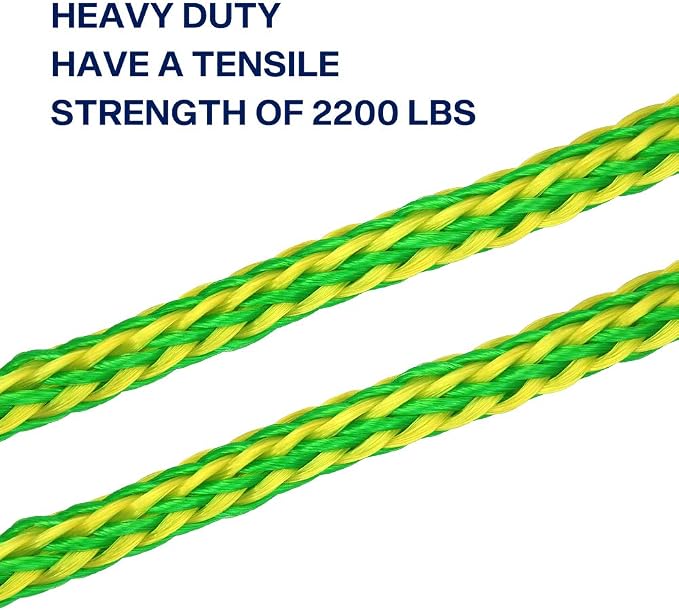 Obcursco PWC Boat Dock Lines for Jet Ski Premium Boat Rope with 316 Stainless Steel Clip. Ideal for Kayak, Watercraft (Green/Yellow, 21ft X 1)