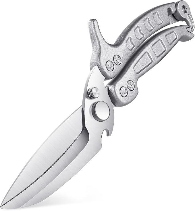 DRAGON RIOT Heavy Duty Poultry Shears - A Must Have Kitchen Shears for Chicken and Meat Cutting - Dishwasher Safe and Stainless Food Kitchen Scissors for Thanksgiving(Silver)
