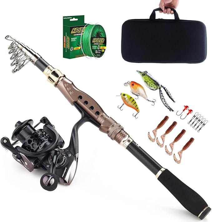 Fishing Rods and Reels Combo Telescopic Fishing Rod with Fishing Carrier Bag Travel Portable Fishing Rod and Reel Combo with Case