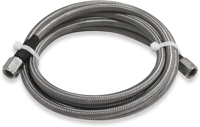 Steel Braided Turbo Oil Feed Line -4AN, Pressure Stainless Remote Turbocharger Sensor Teflon 4 AN Gauge Line Kit (60 inch)