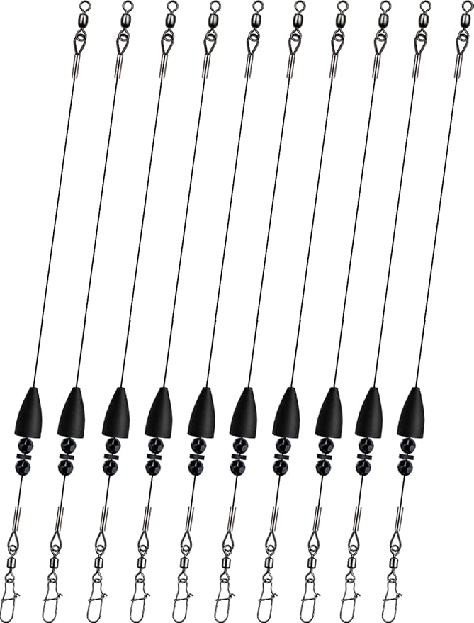 Texas Rigs 10 Pack, Pre-Rigged Bass Fishing Rig with Bullet Weight, Swivel & Snap, Weedless Soft Plastic Rig for Largemouth & Smallmouth Bass
