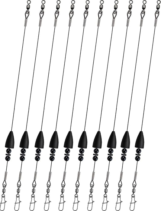 Texas Rigs 10 Pack, Pre-Rigged Bass Fishing Rig with Bullet Weight, Swivel & Snap, Weedless Soft Plastic Rig for Largemouth & Smallmouth Bass