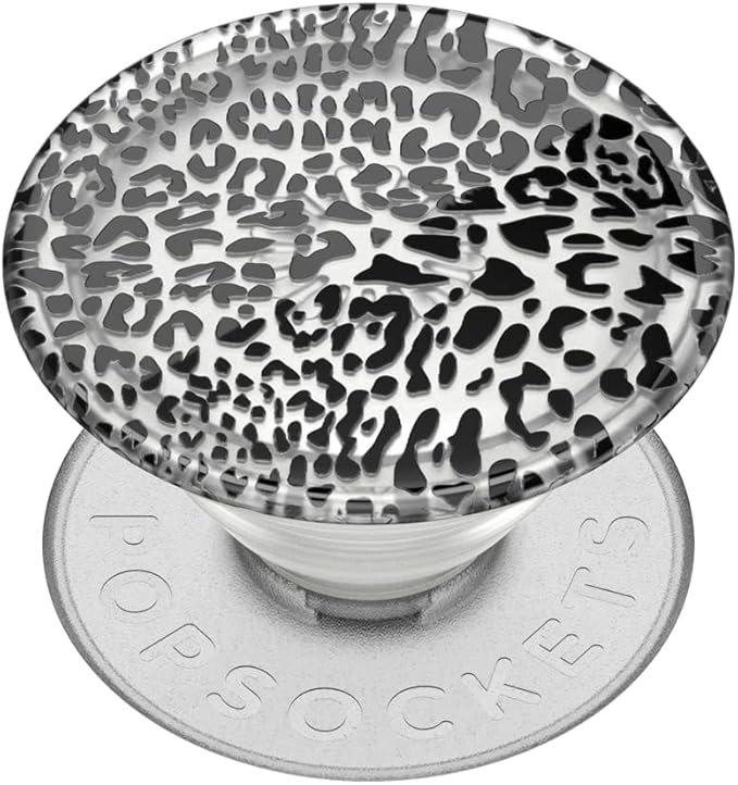 PopSockets Adhesive Phone Grip, Holder, Phone Stand, Plants - Translucent Black Leopard