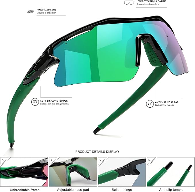 SEKKAF Polarized Sports Sunglasses for Men Women and Youth, UV400 Protection Ideal for Cycling Baseball Fishing Golf Running
