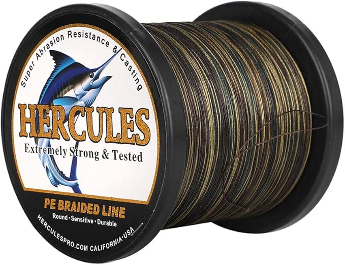 HERCULES Cost-Effective Super Cast 8 Strands Braided Fishing Line 10LB to 300LB Test for Salt-Water,109/328/547/1094 Yards(100M/300M/500M/1000M),Diam.#0.12MM-1.2MM,Hi-Grade Performance,Variety Colors