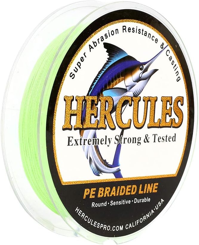 HERCULES Cost-Effective Super Strong 4 Strands Braided Fishing Line 6LB to 100LB Test for Salt-Water, 109/328 / 547/1094 Yards (100M / 300M / 500M / 1000M), Diam# 0.08MM - 0.55MM, Hi-Grade