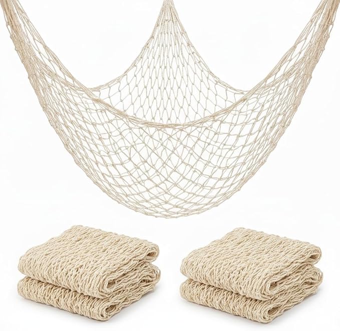 Sukh Fish Net Decorations for Party - 2PCS 39.37 * 78.74 in Fishing Net Decoration Netting for Wall Photo Hanging Nautical Fishnet Table Runner Decorative Ocean Theme Birthday Party Rope Nets