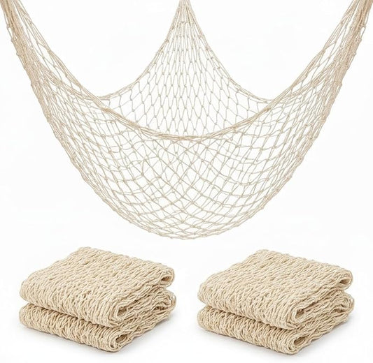 Sukh Fish Net Decorations for Party - 2PCS 39.37 * 78.74 in Fishing Net Decoration Netting for Wall Photo Hanging Nautical Fishnet Table Runner Decorative Ocean Theme Birthday Party Rope Nets