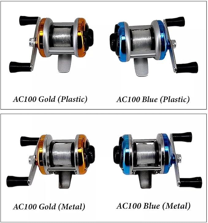 2PCS Portable Mini Fishing Reel Aluminum Spool Metal Small Spinning Reel Winter Ice with Fishing line