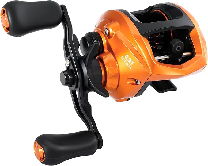 Sougayilang Baitcasting Fishing Reel, 8:1 High Speed Gear Ratio Super Smooth and Powerful Low Profile Baitcaster Reel with Maganic Brake System for Freshwater,Saltwater