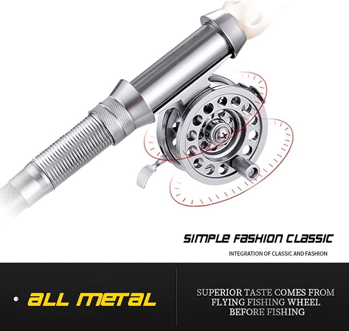 Winter Fly Fishing Reel 52g(1.83oz) All Metal Left Hand 5cm(1.95inch) Ice Fishing Wheel Carp Fishing Accessories for Freshwater Saltwater