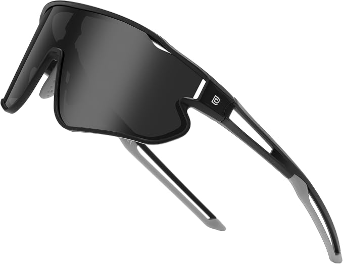 DUCO Polarized Sports Sunglasses for Men Women: UV400 Protection 24g Wrap Around Glasses for Baseball Running Hiking DC0023