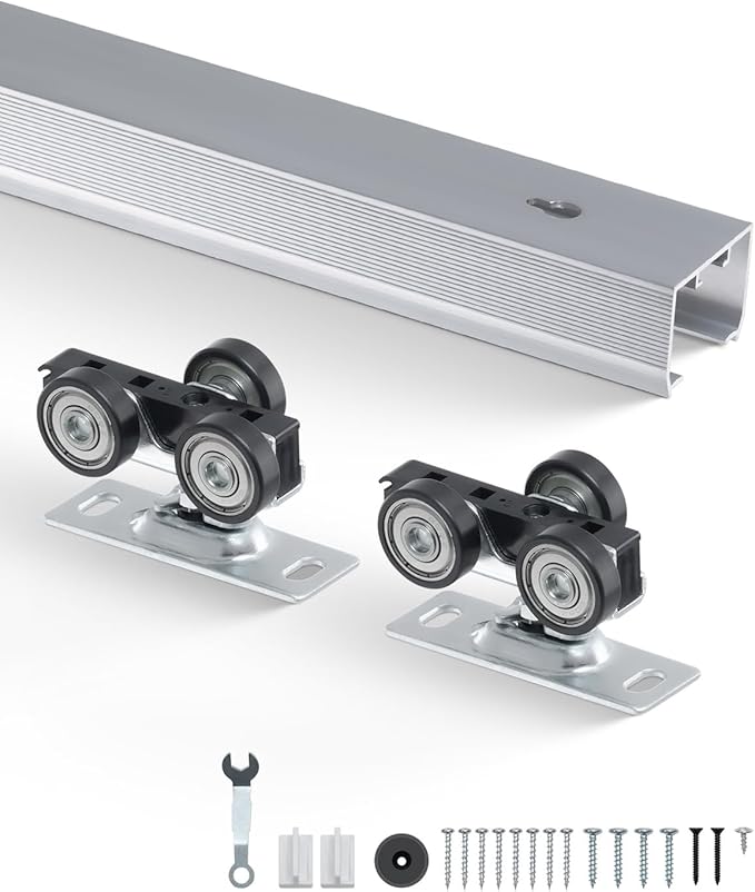 VEVOR Sliding Pocket Door Hardware Track Kit, 5.73ft Heavy Duty Pocket Door Hardware Kit, Commercial Grade Pocket Door Hardware and Track Set for 24"-36" Wide Single Door, Smoothly and Easy to Install
