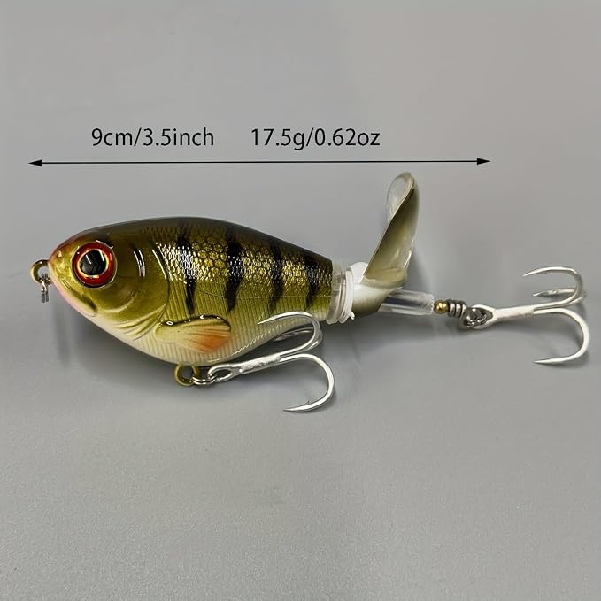 Topwater Fishing Lures 3pcs Fishing Bait Kit Bass Fishing Lure with Floating Rotating Tail Trout Pike Perch Swimbaits AH7517 2.95in Saltwater Plopper Bait Teasers Gift for Men Musky Lures