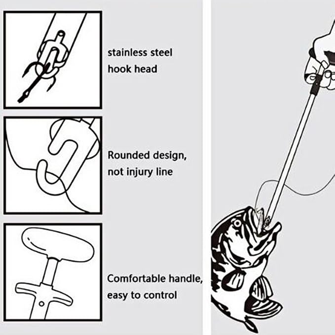 Tbest Fishing Hook Remover Stainless Steel T Shaped Quick Needle Remover Extractor Fish Hook Removing Tools Saltwater Freshwater