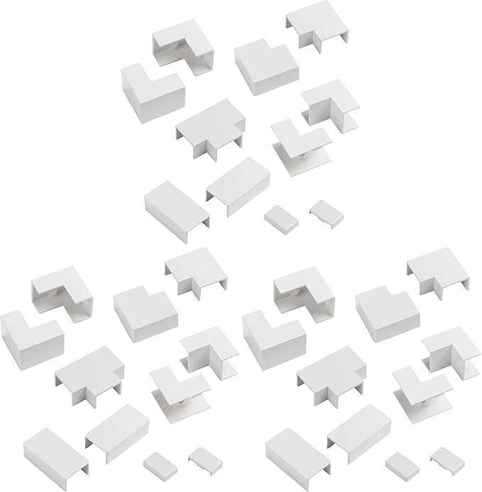 D-Line 1in x 0.63in Cable Raceway Accessory Multipack, 11-Piece Pack - White (Pack of 3)