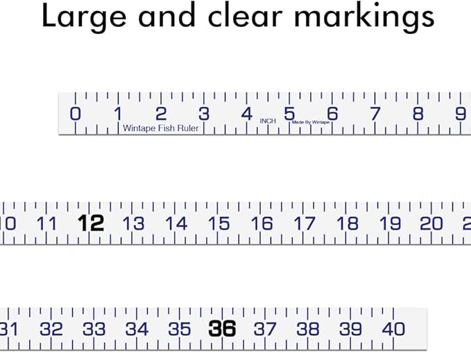 Adhesive Fish Ruler - 40 Inch Measuring Tape for Fishing Boat, Kayak, Cooler, Workbench - Waterproof Sticker