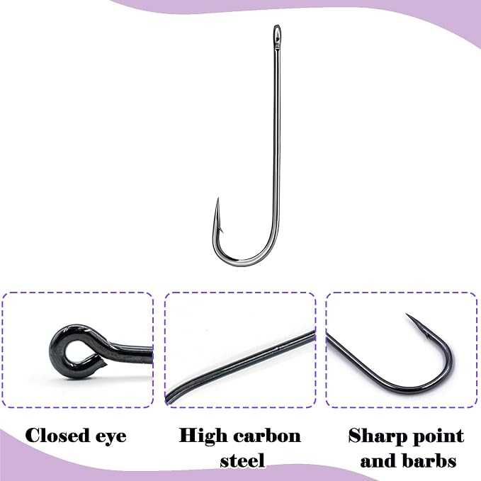 Aberdeen Fishing Hooks Set,150Pcs Crappie Panfish Hook Inline/Long Shank/Light Wire/Closed Eye for Sunfish Bass Freshwater