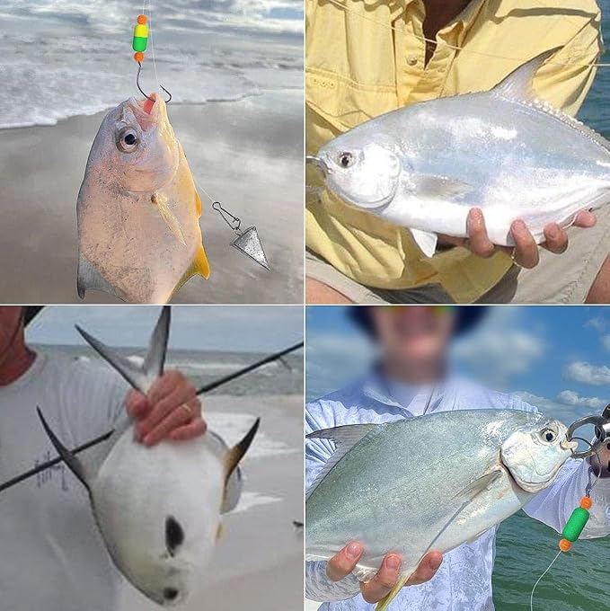 Pompano-Rigs-for-Surf-Fishing-Saltwater-Gear with Double Circle & Wide Gap Hook-6-Pack Surf Fishing Tackle