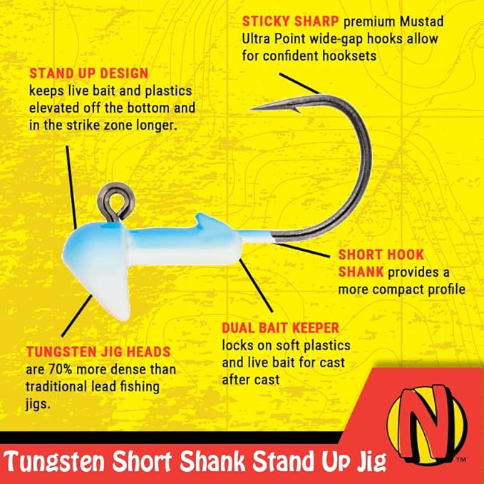 Northland Fishing Tackle Freshwater Tungsten Short Shank Fishing Jig for Bass, Walleye, Trout, and Many Others
