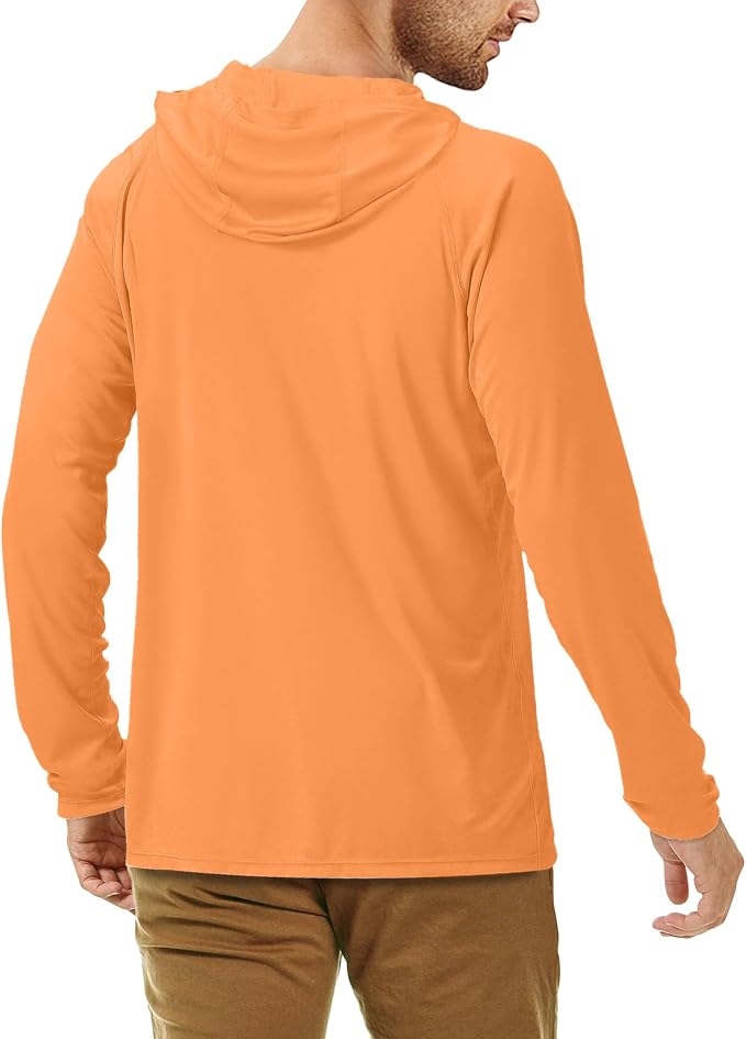 Roadbox UPF 50+ Fishing Shirts for Men, Long Sleeve UV Sun Protection Hoodie, Outdoor Hiking Running Swimming Rash Guard